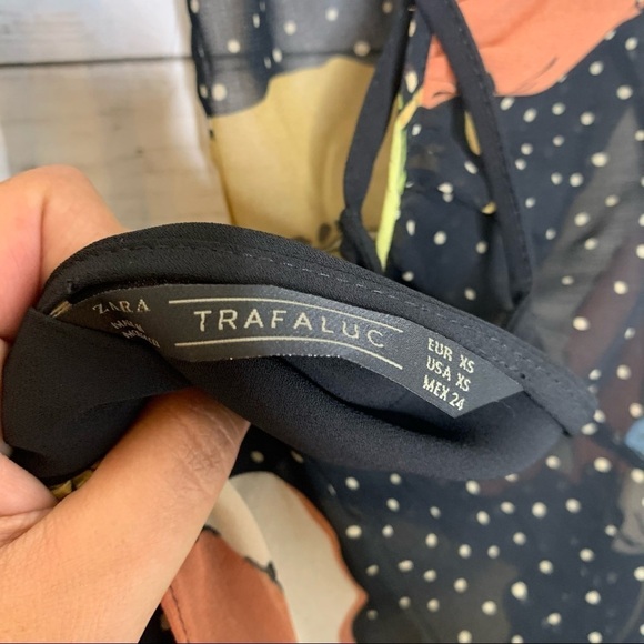 Zara Bloggers Favorite Black Bell Sleeve Wide Leg Cropped Print Jumpsuit XS - Picture 11 of 14